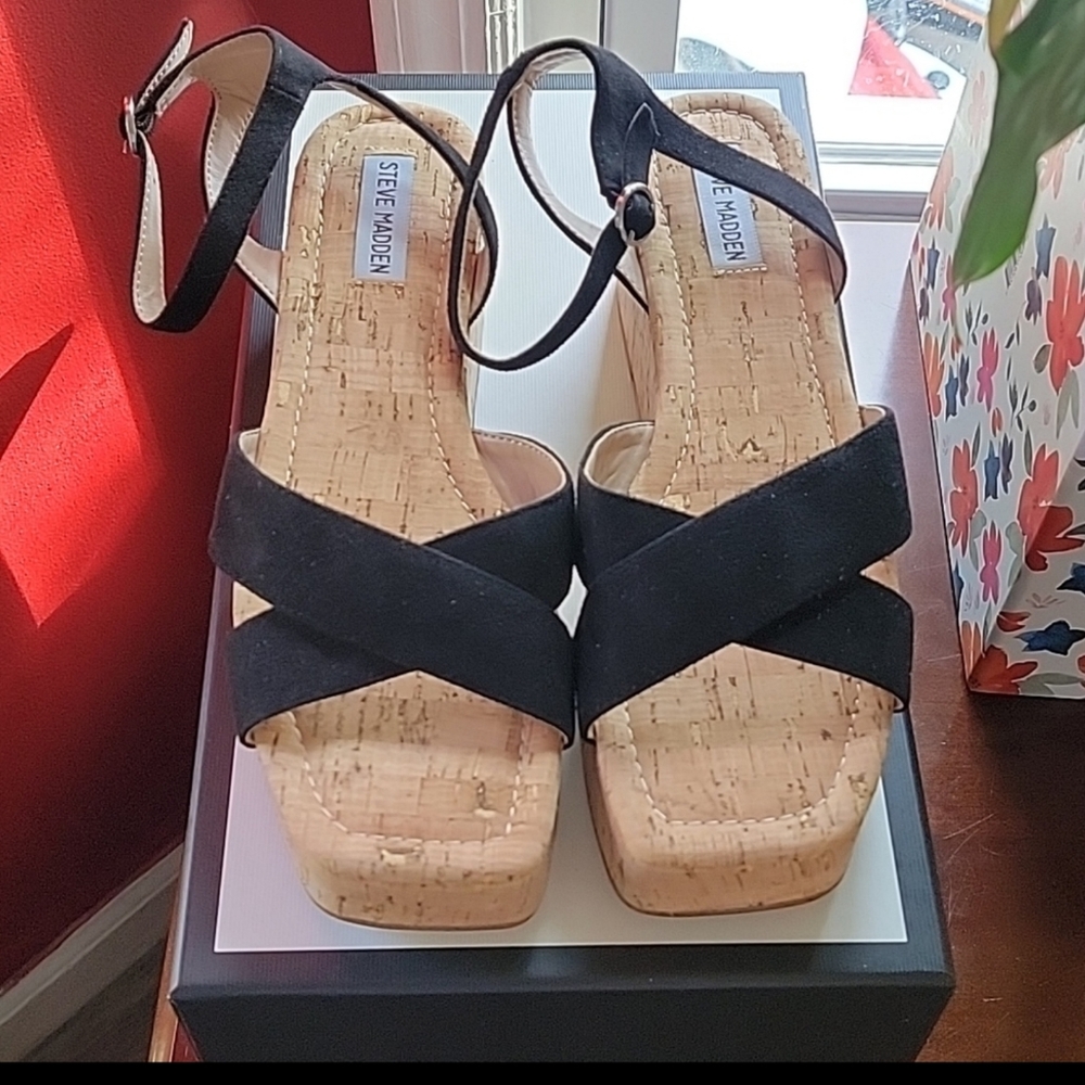 😎Steve Madden | Mule Wedge Sandals | Size 9.5 - Picture 2 of 10